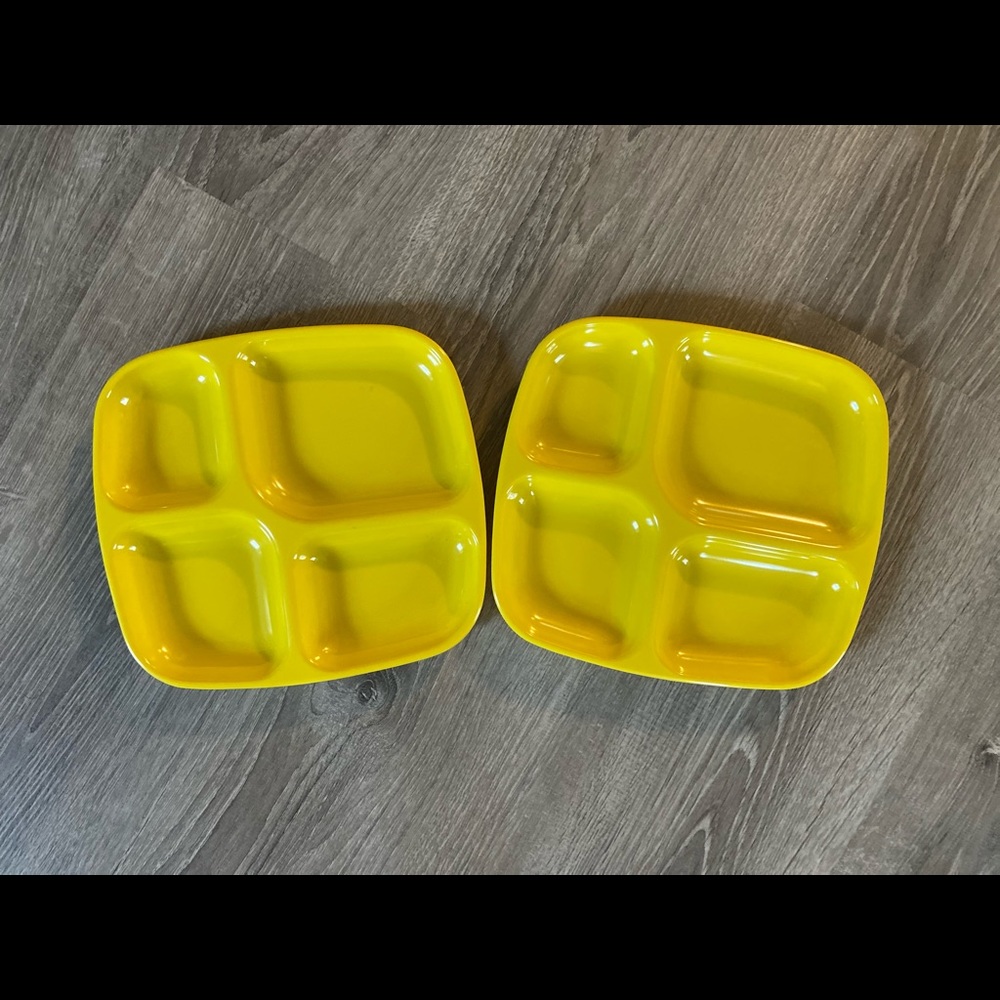 Vintage Yellow Quadrille Trays